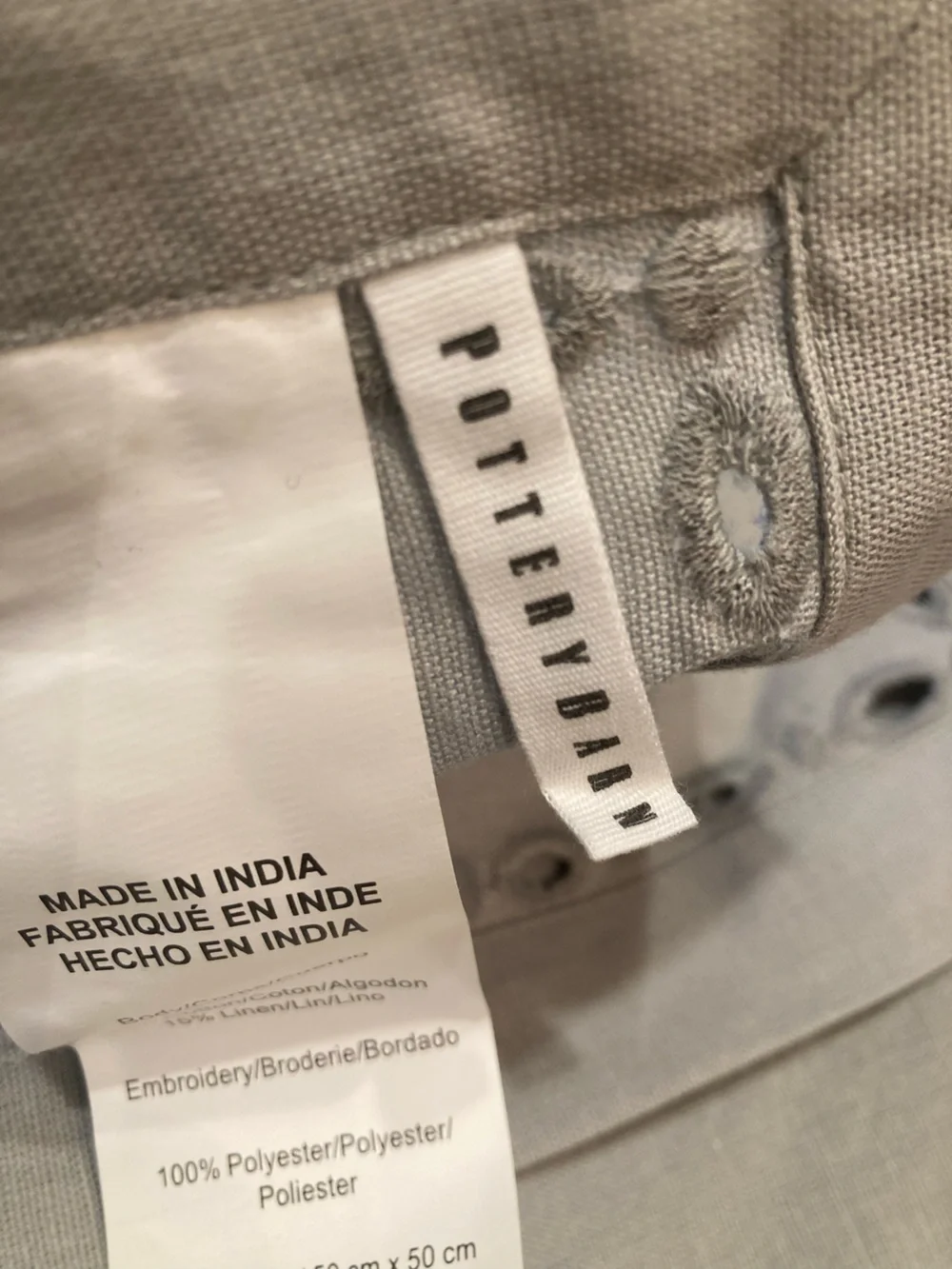 Pottery Barn Sage Green Cotton Linen Blend Eyelet Napkins (Set of 6)